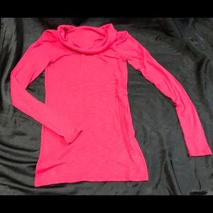 Hot Pink Poof! Cowl Turtle Neck